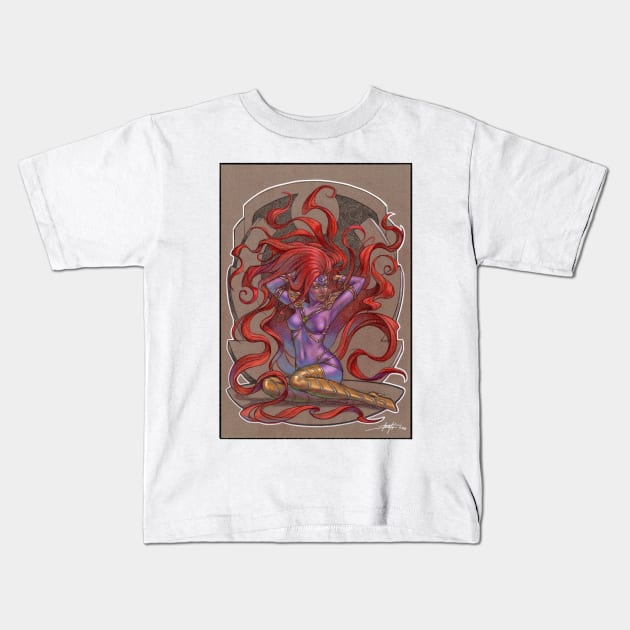 Medusa Frame Kids T-Shirt by lucastrati